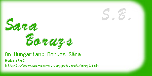 sara boruzs business card